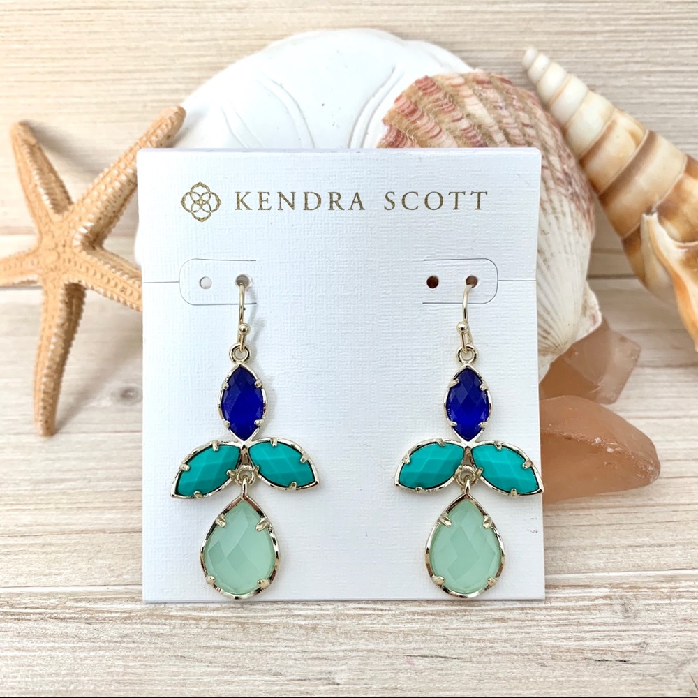 Kendra Scott Kendall Chandelier Blue Gold Earrings